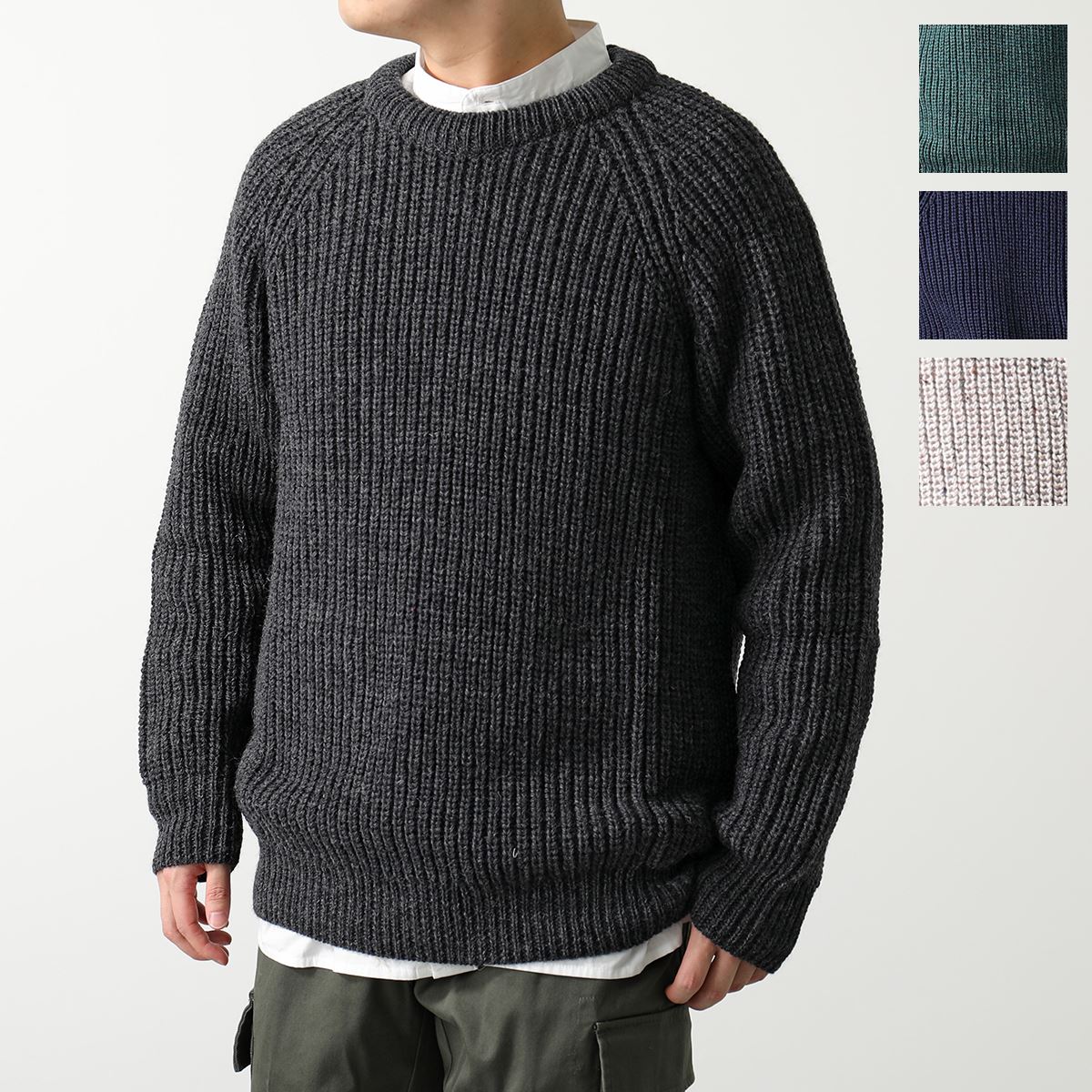 Aran Crafts アランクラフト アランセーター C761 メンズ ウール ニット フィッシャーマンセーター クルーネック リブ カラー4色