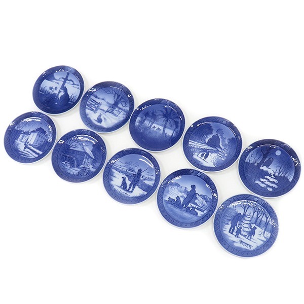 ロイヤルコペンハーゲン ROYAL COPENHAGEN 食器 イヤープレート 1970年代 10枚セット 陶磁器 ブルー×ホワイト ヴィンテージ 北欧 飾り皿 絵皿 1970~1979 【中古】