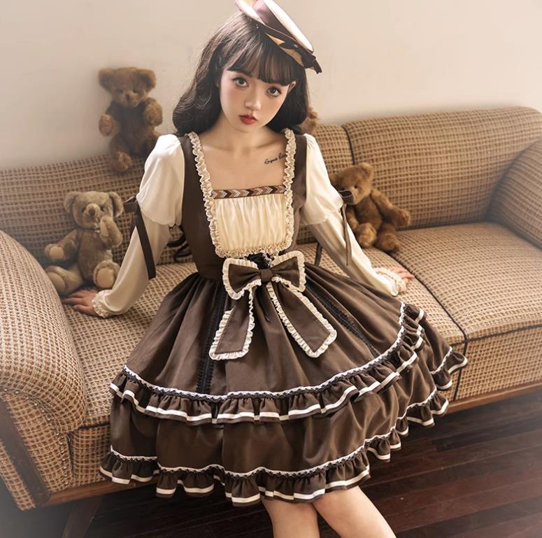 【新作登場 最安値!】90ロリータ ワンピース　 ゴスロリ コスプレ メイド服 コスチューム 文化祭 学園祭 衣装 仮装 ハロウィン おすすめ 可愛い 長袖 ドレス　日常　写真　舞台　花嫁　洋