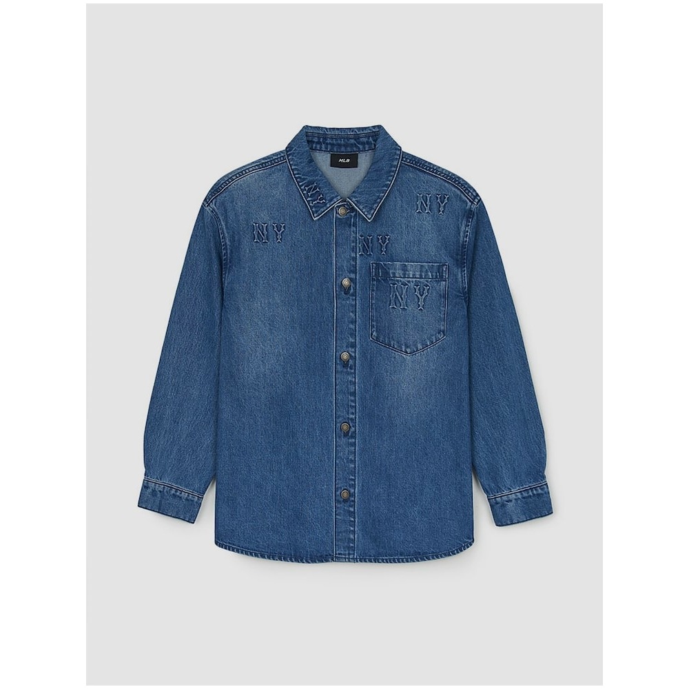 MLB クラシックモノグレムボリュームエンボスミックスデニムシャツ NY (インディゴ) QHHC3ADRM0444-50INS