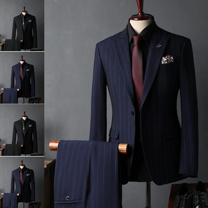 スーツ メンズ 2ピーススーツ おしゃれ スーツセットアップ ビジネススーツ ボーダー柄リム カジュアルスーツ フォーマルスーツ 洗える 紳士服 面接 通勤