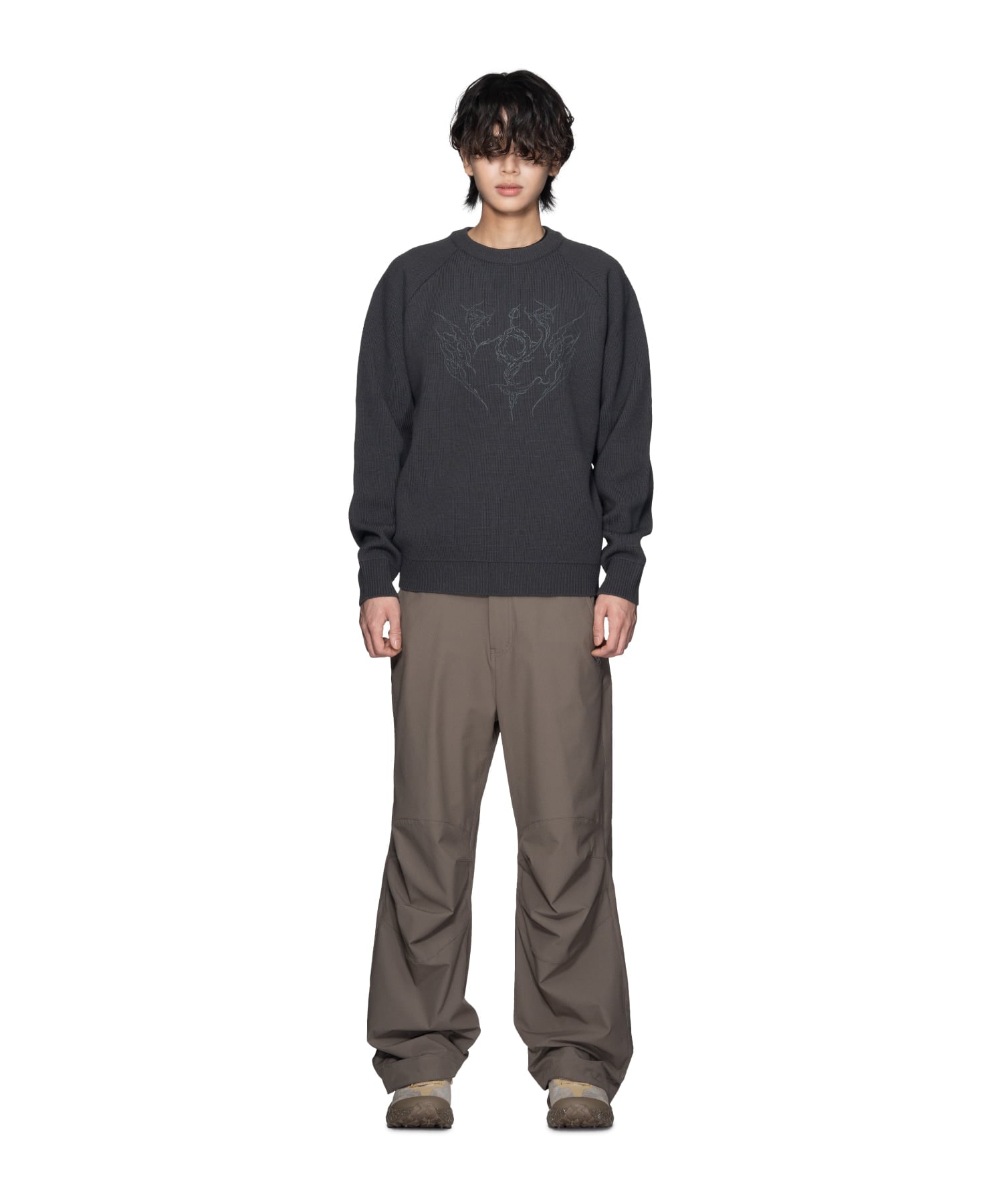 【SANSANGEAR】 23FW PANELED DART PANTS : ASH BROWN