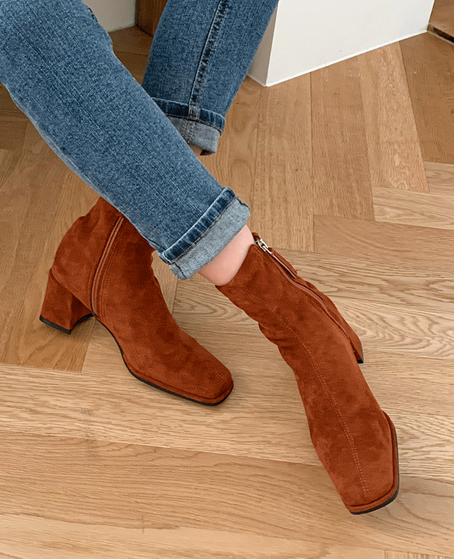 [MILOVANY] スカーレット スリム スパン ソックス スエード アンクルブーツ 6cm