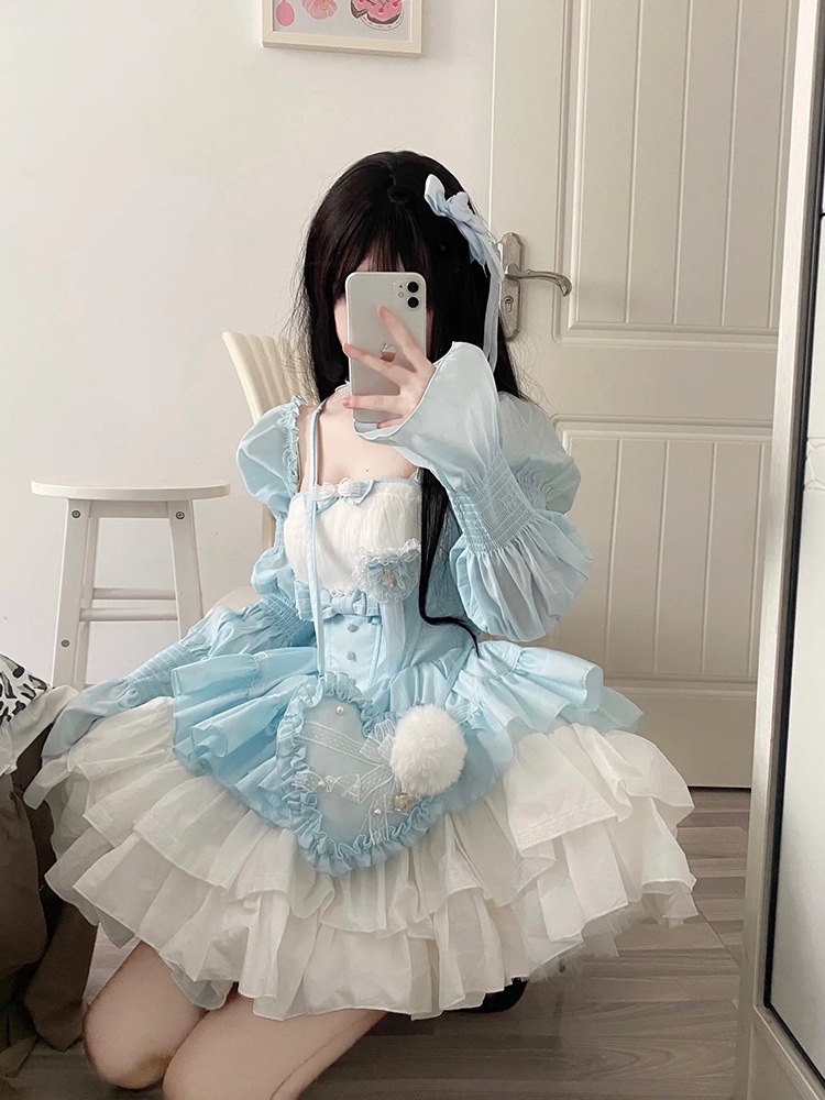 【激安本日限定】ロリータ ワンピースBai Xueji のスーパー妖精と美しいサスペンダードレス女性の春夏ウエスト痩身リトルドレスエスケーププリンセスドレス 6,463円