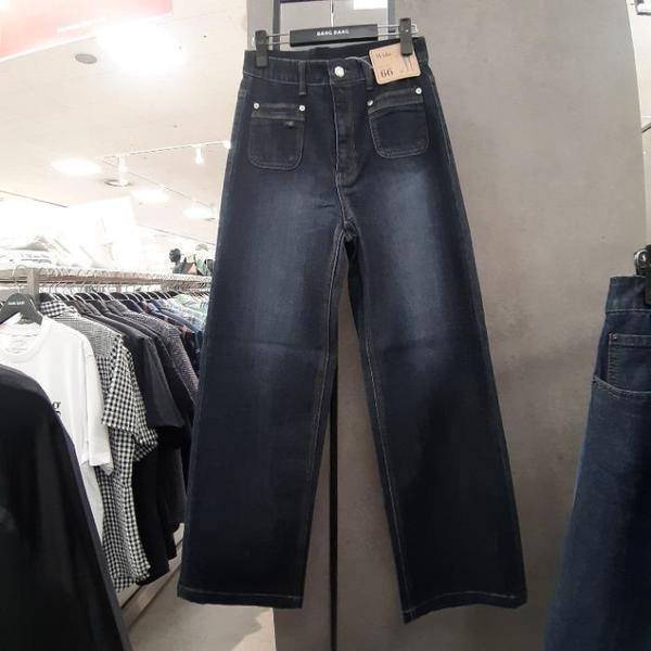 HC09 女性 秋 ワイド ポイント ポケット ジーンズ かわいい 小さな フロントポケット ポイント ワイドレッグ (S40817142)