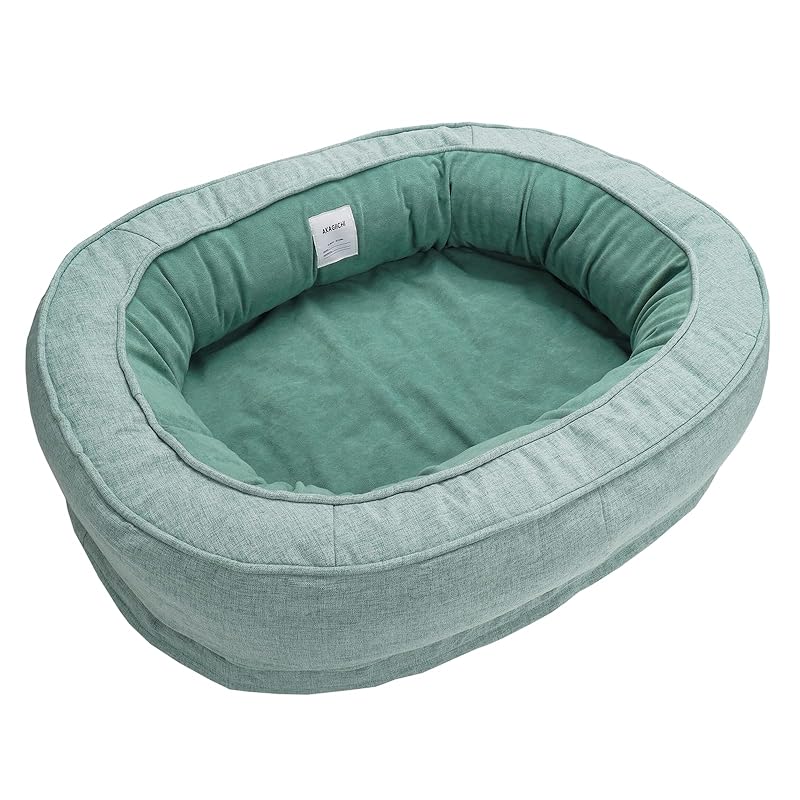 AKAGIICHI 犬 ベッド 猫 ベッド ペットベッド ペットソファー ペットクッション 寒さ対策 枕付き クッション性が 高反発 猫 小型犬 中型犬 高齢犬 多頭飼い 取り外せるカバー 滑り止め