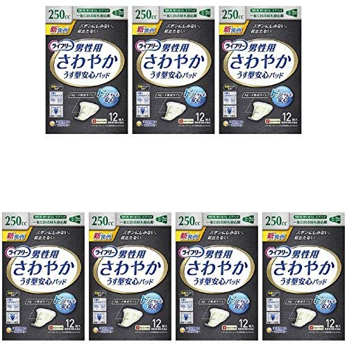 まとめ買いライフリー さわやかパッド 男性用 250cc 一気に出る時も安心用 26cm 12枚 ドッとモレも安心×7個