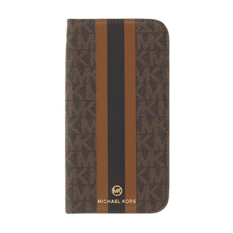 マイケルコース　Folio Case Stripe with Tassel Charm for iPhone 13 mini Brown　MKSTBRWFLIP2154