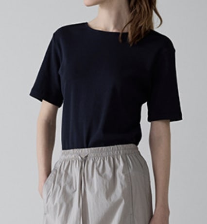 ファサードパターン Scoop neck T-shirt Navy