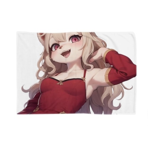 【文字入れ可能受注生産】フェレットの女の子　キャロライン ブランケット
