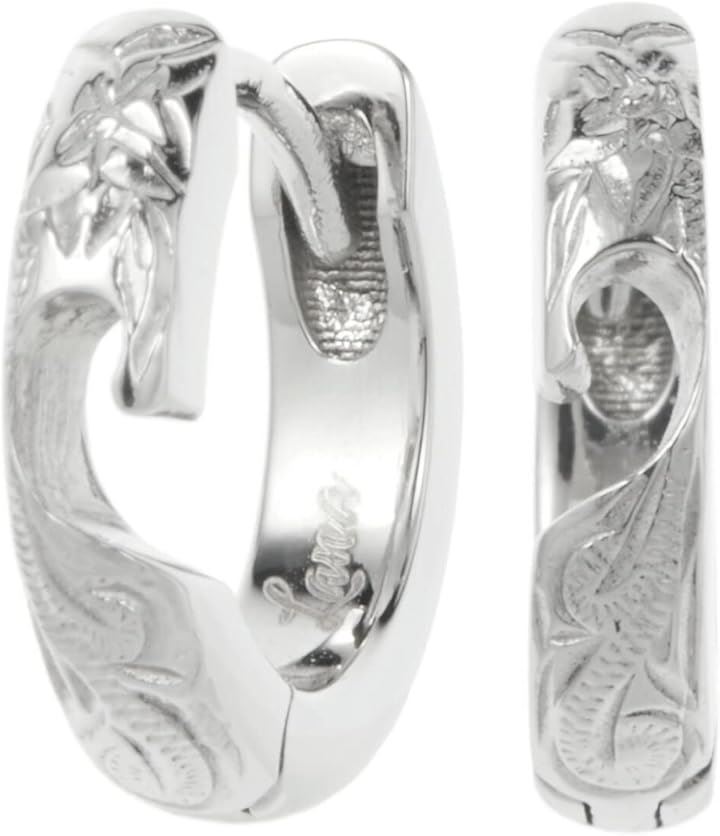 Piena ピエナサージカルステンレス316L ハワイアンジュエリー 合わせるとハート プルメリア スクロール フープピアス レディース(シルバー)