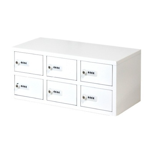 Netforce NSAFE-32-W-WH ホワイト 貴重品ロッカー 3列2段 6人用 ダイヤル錠 (幅590mm) メーカー直送