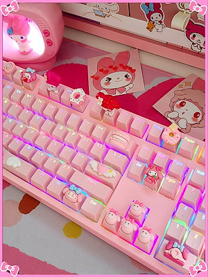 LEDゲーミングキーボードメロディーピンクメカニカルキーボード 10 キーかわいい女の子カスタマイズされたブラウンスイッチ 3 モード Rgb 照明