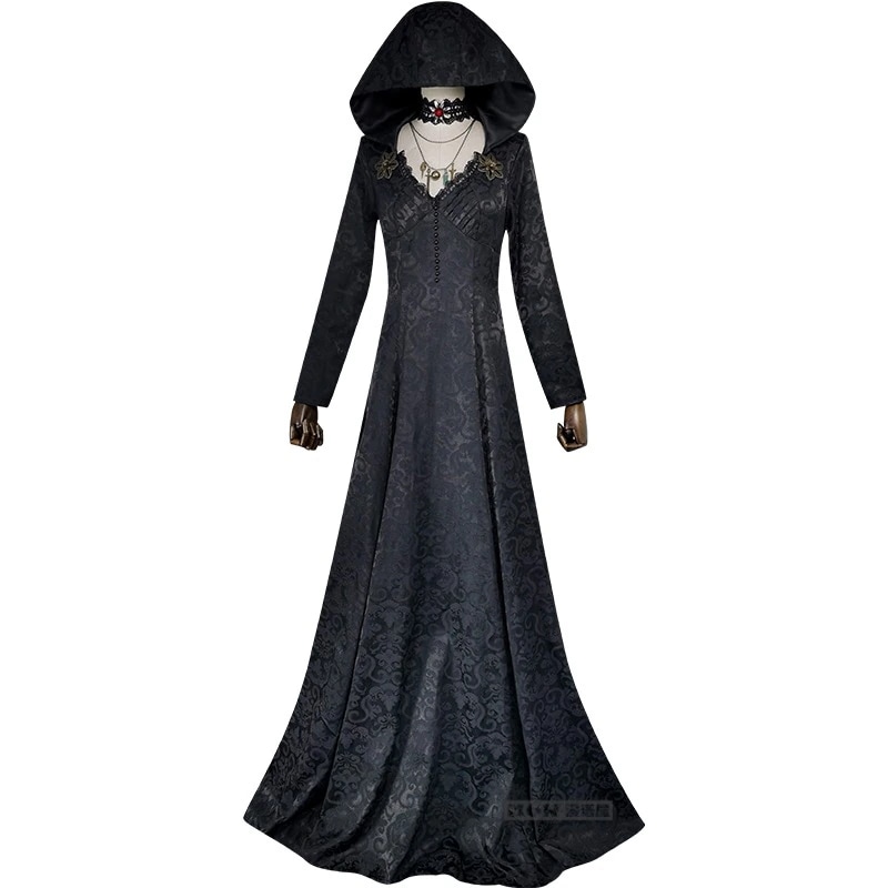 コスプレ バイオハザード 8 ヴィレッジ モスガール ヴァンパイア ブラック ロング ドレス ハロウィン 衣装期間限定30%