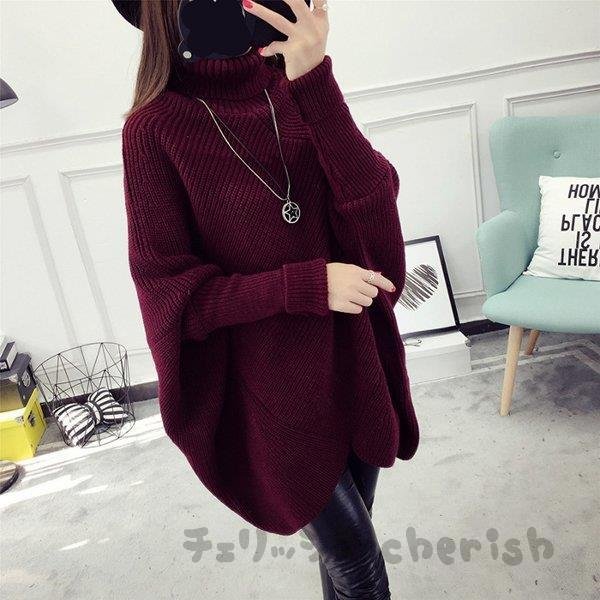 ニットセーター レディース 2色 秋冬 40代 長袖 トップス タートルネック セーター カットソー