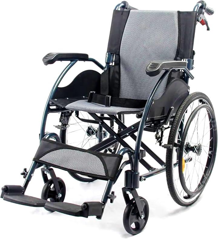 車椅子 折り畳み 自走式 軽量 コンパクト背折れタイプ 折り畳み車イス アルミ製 ブレーキ付け 自走・介助兼用 組立不要 持ち運び便利 室内 外出 旅行 車いす (グレー)
