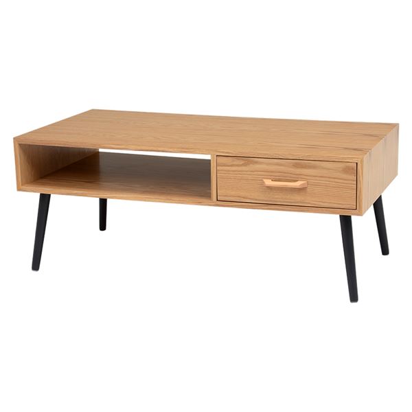 引出し付きローテーブル ナチュラル （約）幅100cm 組立式（脚部/取手のみ）