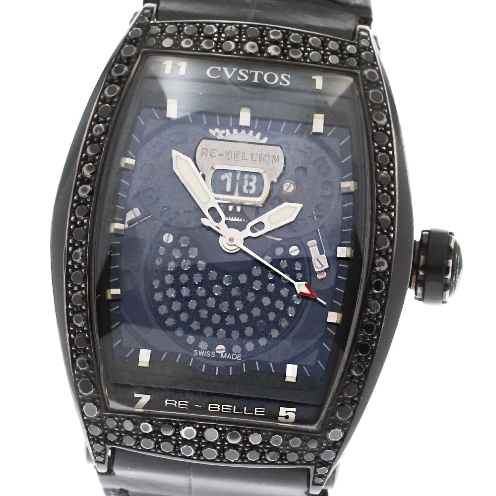 クストス CVSTOS CVT-RE-BELLION リベリオン ダイヤモンドベゼル ブラックダイヤ 自動巻き メンズ _871262【中古】