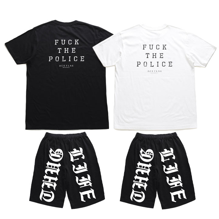 ACE FLAG 上下セット 半袖 ブランド Tシャツ ハーフパンツ メンズ 春夏用 全2色 大きいサイズ エースフラッグ セットアップ Fuck the Police