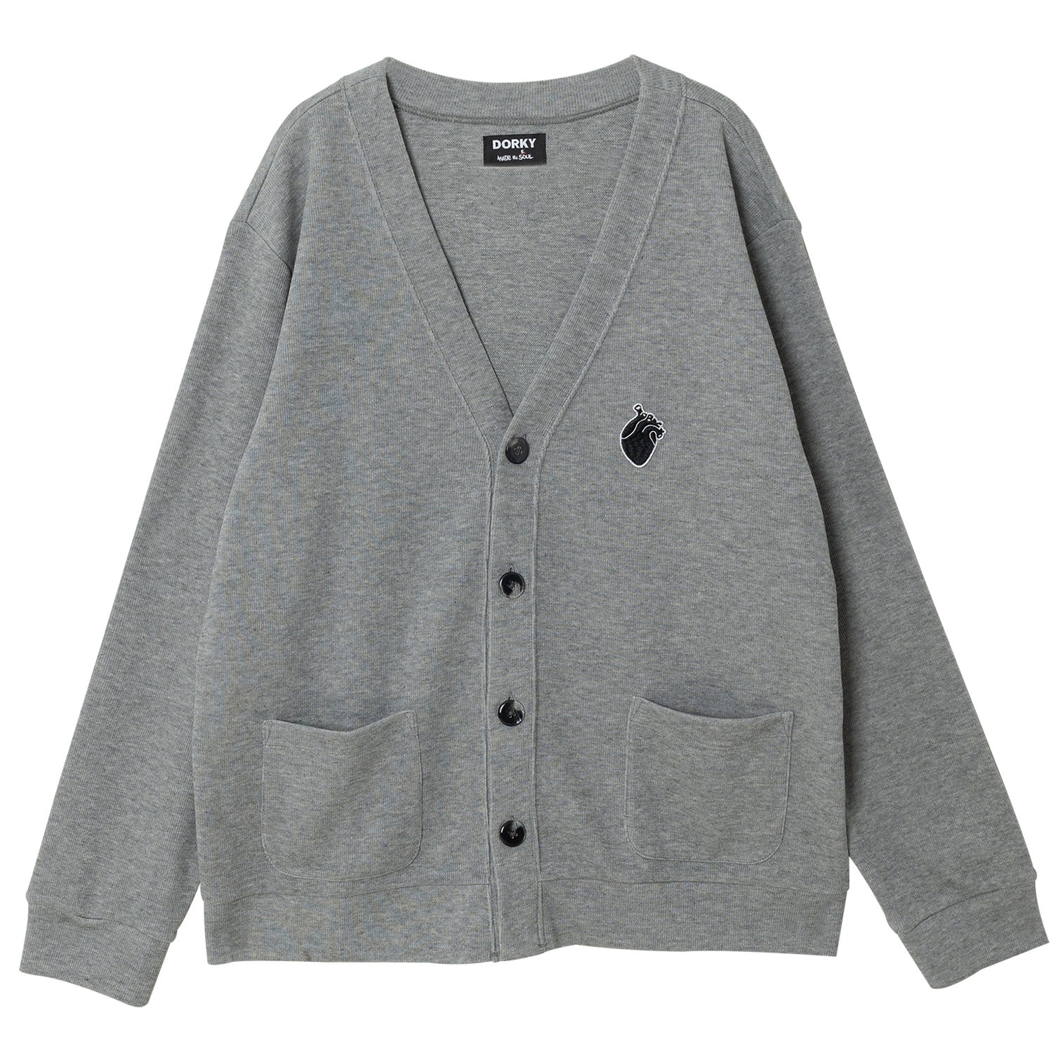 SMALL HEART CARDIGAN MELANGE GRAY