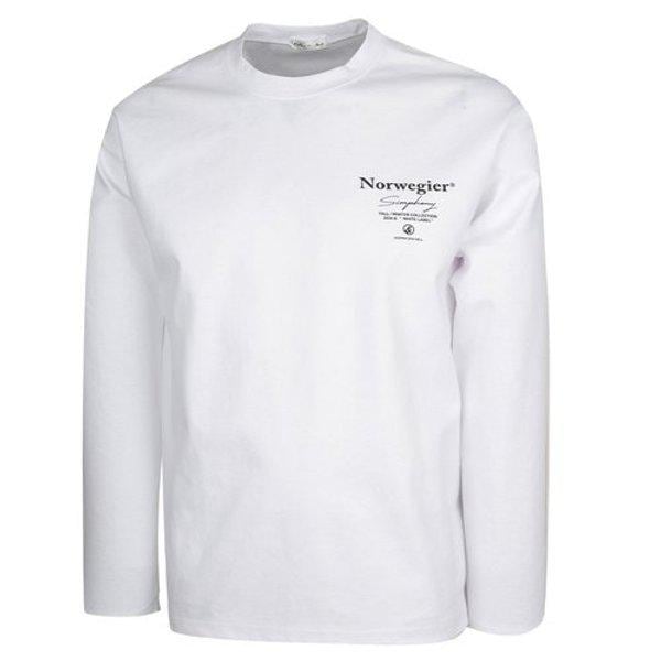 男性用ノルウェーブントラウンド長袖Tシャツ RB-TSA-Q007- ホワイト