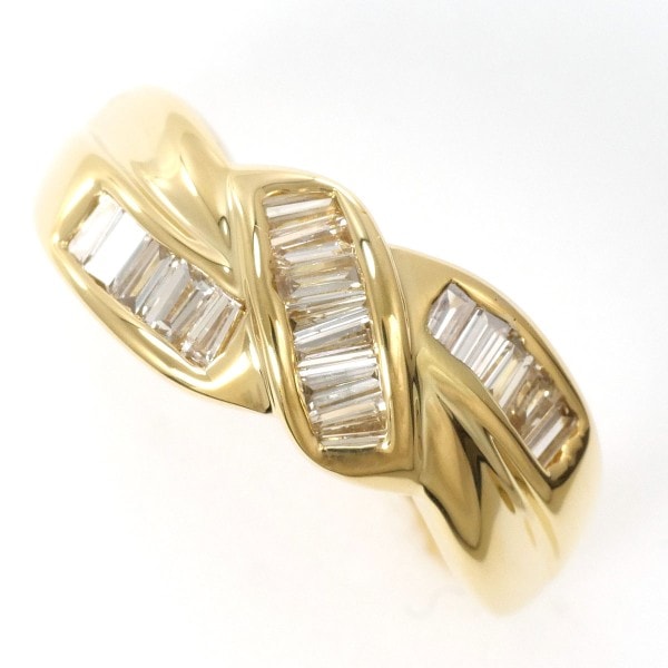 K18 18金 YG リング 指輪 11号 ダイヤ 0.50 カード鑑別書 ジュエリー 中古