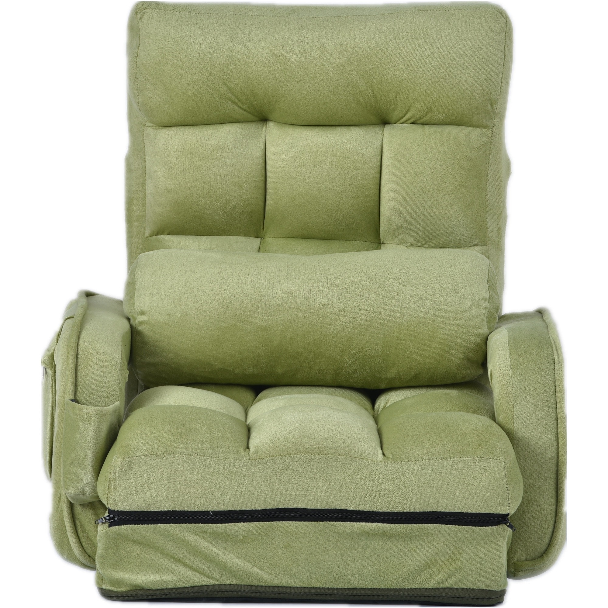 【344】座椅子 リクライニング 14段ギア リクライニングチェアー ファブリック 座イス おしゃれ 椅子 チェアー いす イス コンパクト【グリーン】