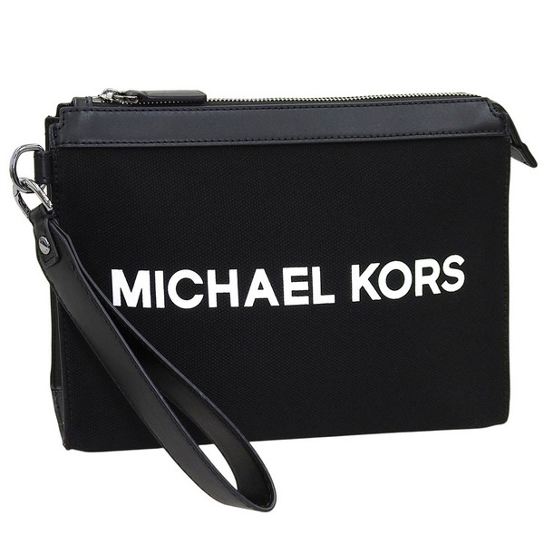 マイケルコース バック メンズ クラッチバッグ アウトレット キャンバス ブラック 37T5LCOU9U-001 MICHAEL KORS