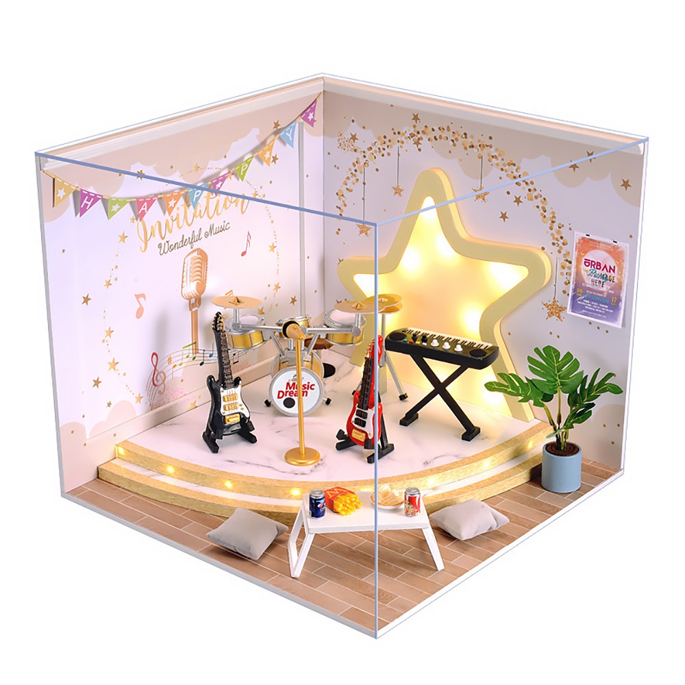 1/12 ドールハウス ミニチュア 手作りキット セット1/12 ドリームキャッチャー ( ドールのお家 サイズ ) 家具 楽器 音楽 小物 スタジオ 撮影セット ギター キーボード ドラム