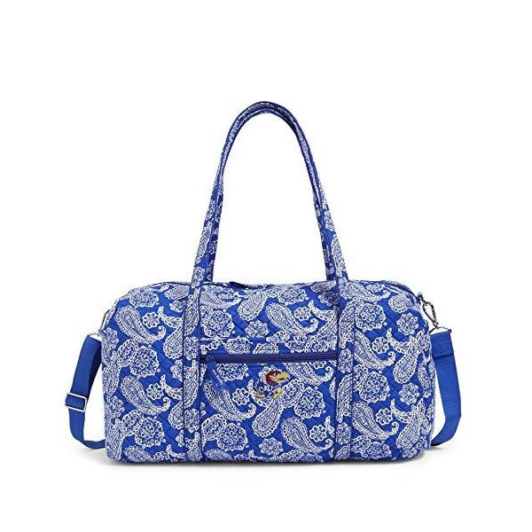 Vera Bradley Collegiate Large Travel Duffle Bag (Multiple Teams Available)， University of Kansas Roy