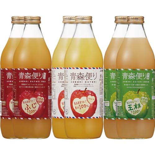 【Amazon.co.jp限定】 JAアオレン 青森便り りんごジュース アソートセット 1000ml x 3種類 x 各2本 (ストレートふじ王林)