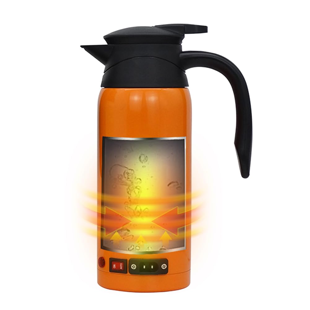 「98℃～100℃＆800ml大容量」 MACOLAUDER カー電気ケトル DC12V/24V 車載用調理器具 車用湯沸かし器 電気ポット 常に沸かす＆保温モード お湯 お茶 カップラーメン コーヒ