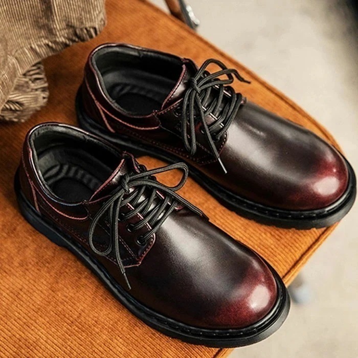 マーティンシューズ メンズ レディース 3ホール 本革 厚底 撥水加工 つま先 丸い 秋 冬 ビンテージ風 グラデーション シークレット 4.5cm身長UP