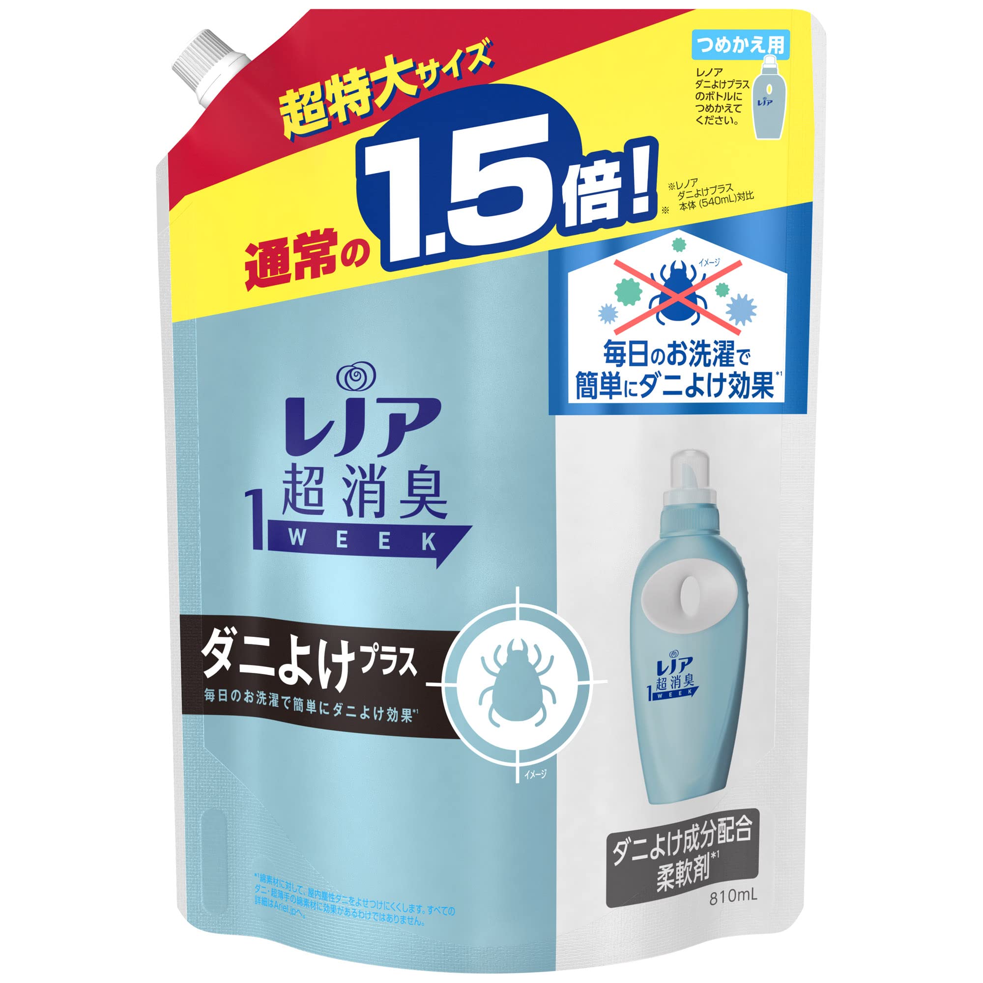 [大容量] レノア 超消臭1WEEK 柔軟剤 ダニよけプラス 詰め替え 810mL