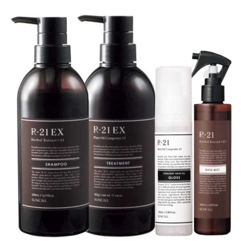サンコール R-21 EX シャンプー 500mL + EX トリートメント 500g ヘアオイル グロス 100ml ベースミスト 180ml セット エイジング毛 ハリコシ ヘマチン ボリュームア