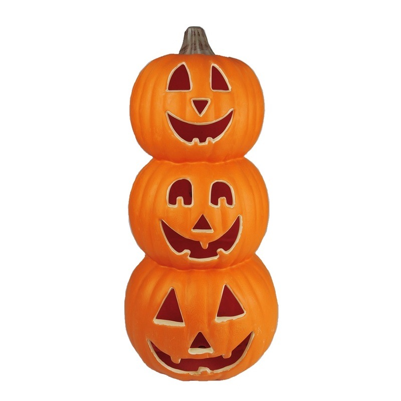 46cm パンプキン3連ランタン 【 ライトアップ 飾り 雑貨 インテリア 光る カボチャ 装飾品 ハロウィン 南瓜 かぼちゃ デコレーション ジャックオーランタン 】