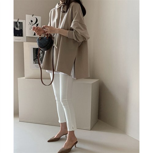 秋INS 新作 気質 エレガント デザイン性抜群 コットン フード付きパーカー アプリコット/フリーサイズ 3335