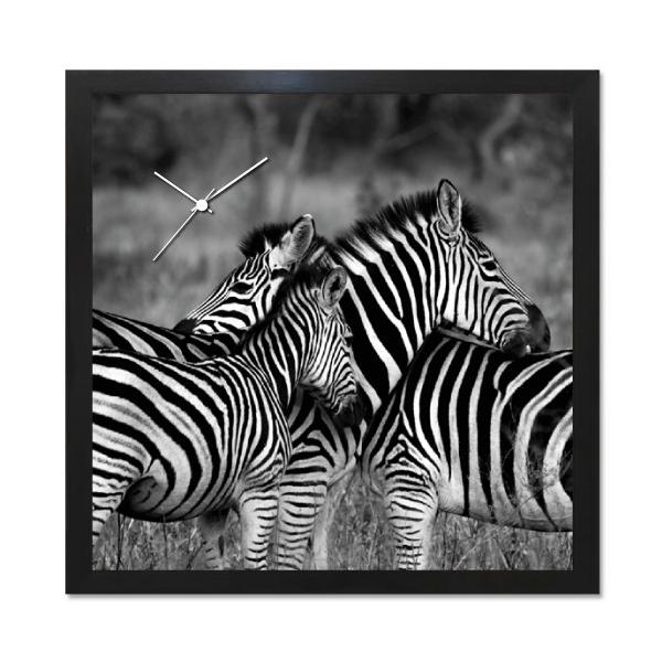 壁掛け時計 おしゃれ アートパネル シマウマ ウォールクロック 写真 フォト 風景 情景 ゼブラ 自然 動物 アニマル ネイチャー