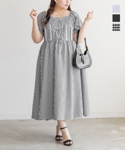 大きいサイズ レディース LL 3L 4L XL XXL XXXL CLETTEオリジナルレース使いピンタックワンピースその他 ワンピース・ドレス