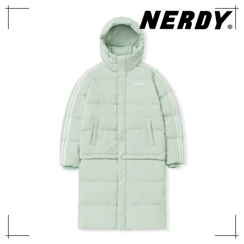 NERDY 公式正規品 エンワイ デタッチャブル ヘム ロングダウン ジャケット Light Green 韓国ファッション