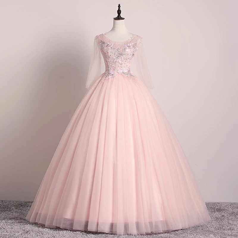 プリンセスラインドレス 5分袖 ステージドレス 編み上げタイプ パーティードレス ロングドレス カラードレス 演奏会用ドレス 結婚式 二次会 披露宴 卒業式 イブニングドレス フォーマルドレス 女子会