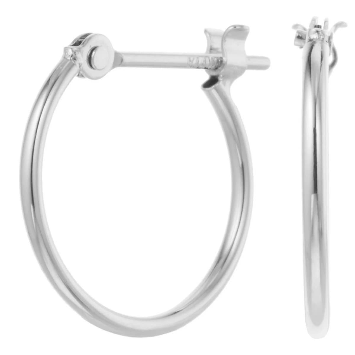 ピアス レディース 日本製 K14WG 14金 ホワイトゴールド フープピアス 華奢 細い 細め シ