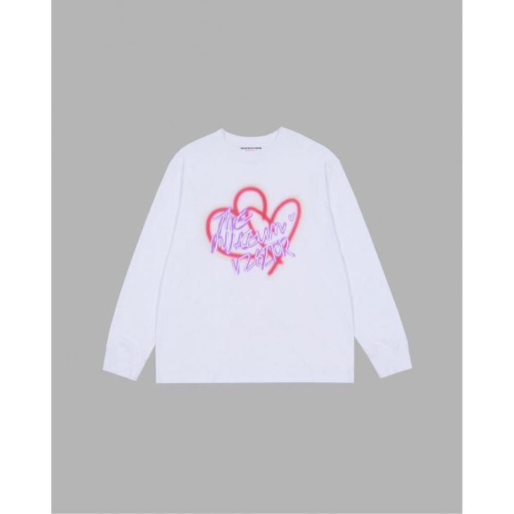 THE MUSEUM VISITOR BLURRED HEART PRINTED LONG SLEEVE WHI