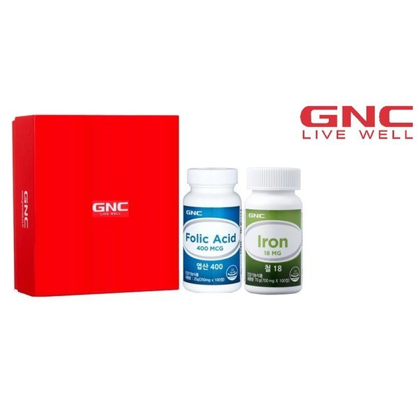 [GNC妊婦健康セット] 葉酸400+鉄18mg