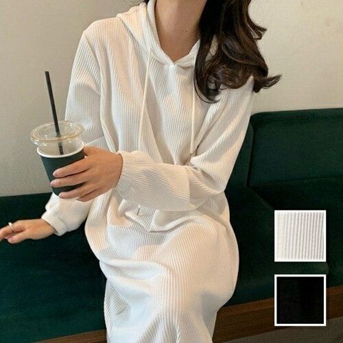 ワンピース カジュアル ロング マキシ丈ワンピ 韓国 ファッション レディース 秋 冬 カジュアル コーデ シンプル 定番 セレカジ 20代 30代 40代 2025 リブ ゆるタイト パーカー 6,168円