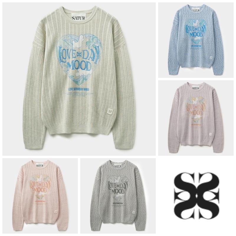 【SATUR】 IBIZA OCEAN GRAPHIC MESHED KNIT : 5COLORS