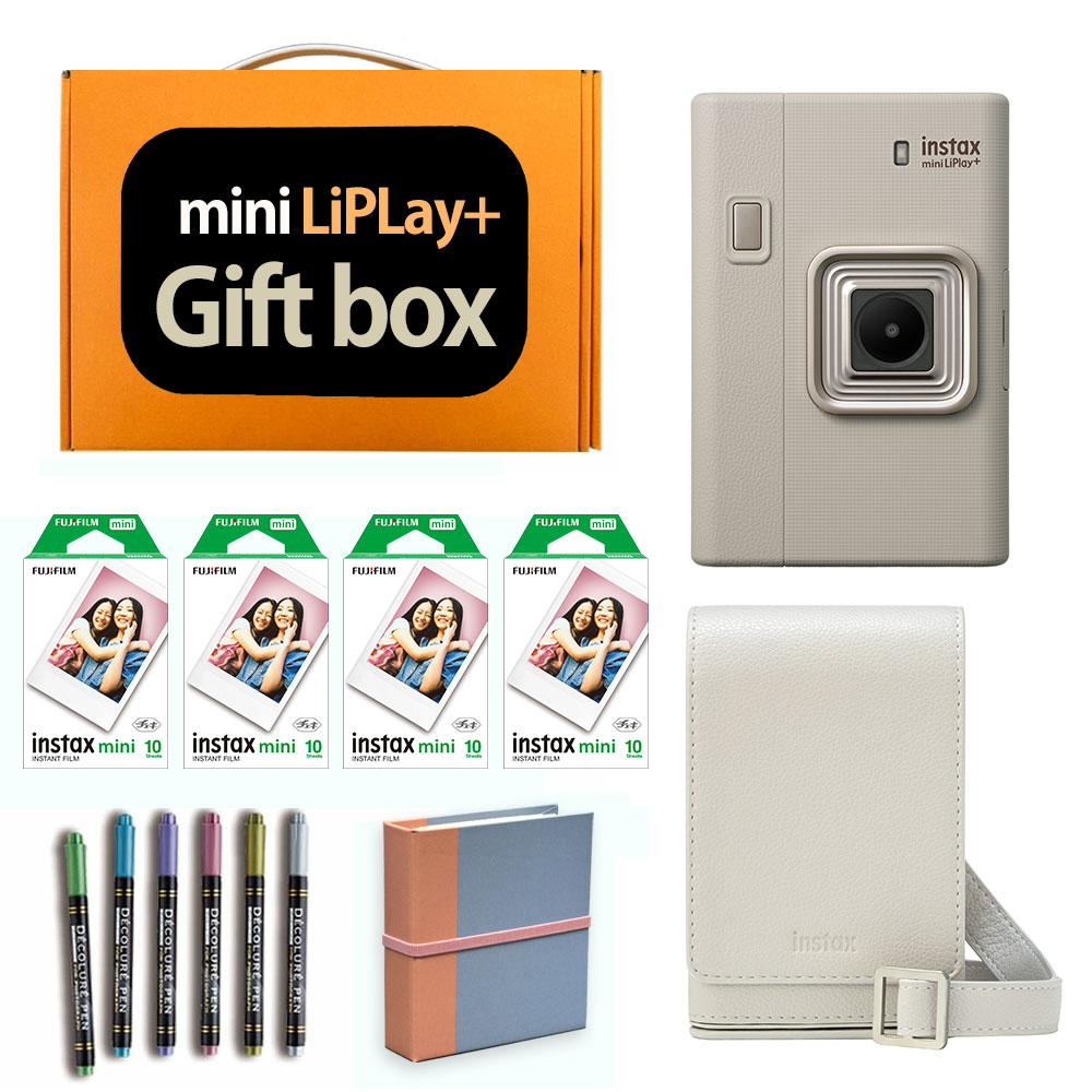 【ギフト チェキB】富士フィルム（フジフィルム）インスタントカメラ チェキ リプレイ プラス サンドベージュ instax mini LiPLay+ SAND BEIGE カメラケース付き ギフト