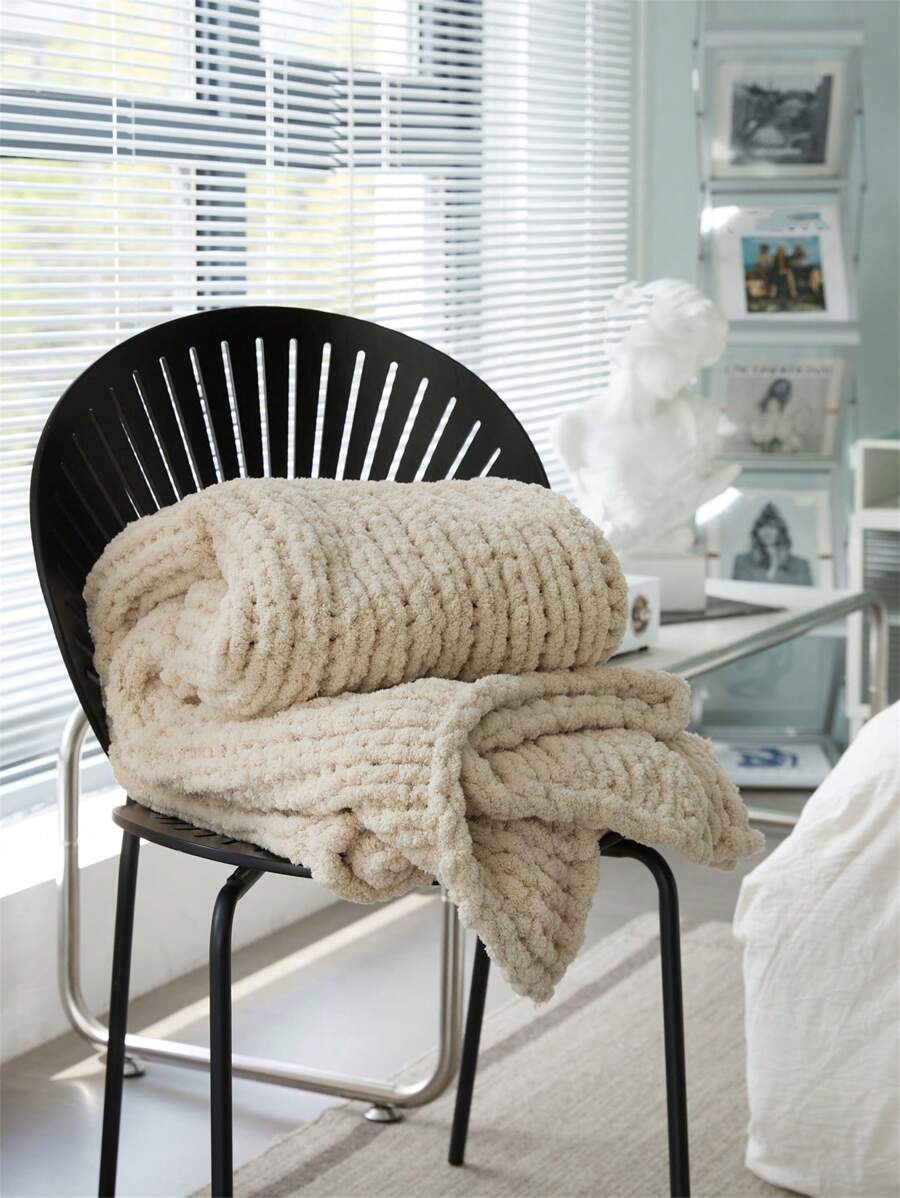 個 ハンドメイド シェニール ストライプ 透かし編み ブランケットソフトで厚手の暖かいひざ掛け毛布ソファ旅行レジャーホームデコベッドン用