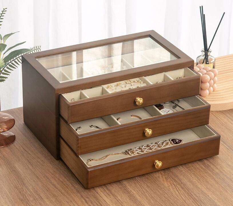 超人気 ジュエリーボックス 木製 松の木 大容量 3段式 2段式 窓付き アクセサリーボックス アンティーク 収納ケース ジュエリー コンパクト おしゃれ 収納 アクセサリー ネックレス ピアス ジュ 7,694円