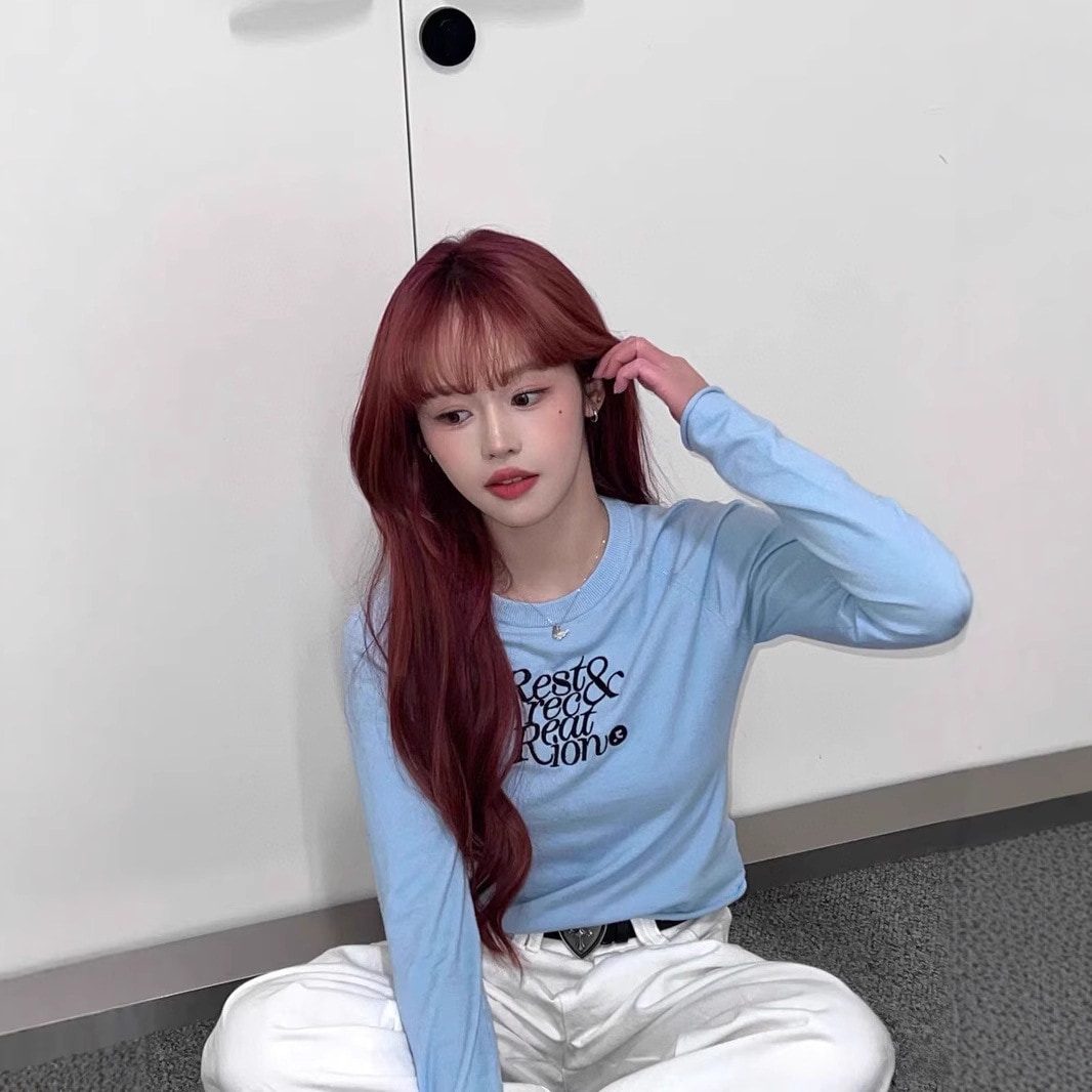 既製在庫韓国rrニッチ刺繍ショートウエストラウンドネックセーターセーターホットガールスリムトップドロップシッピング